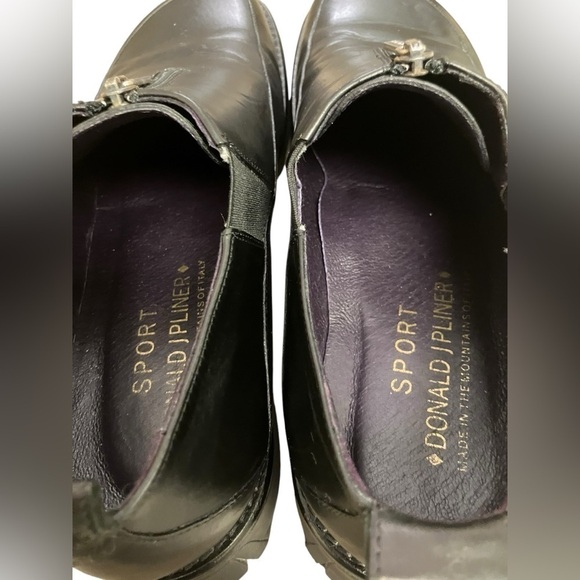 Sport Donald J Pliner Leather Zip Loafers Black Chunky Lug Sole Womens Size 10 M - Picture 8 of 14